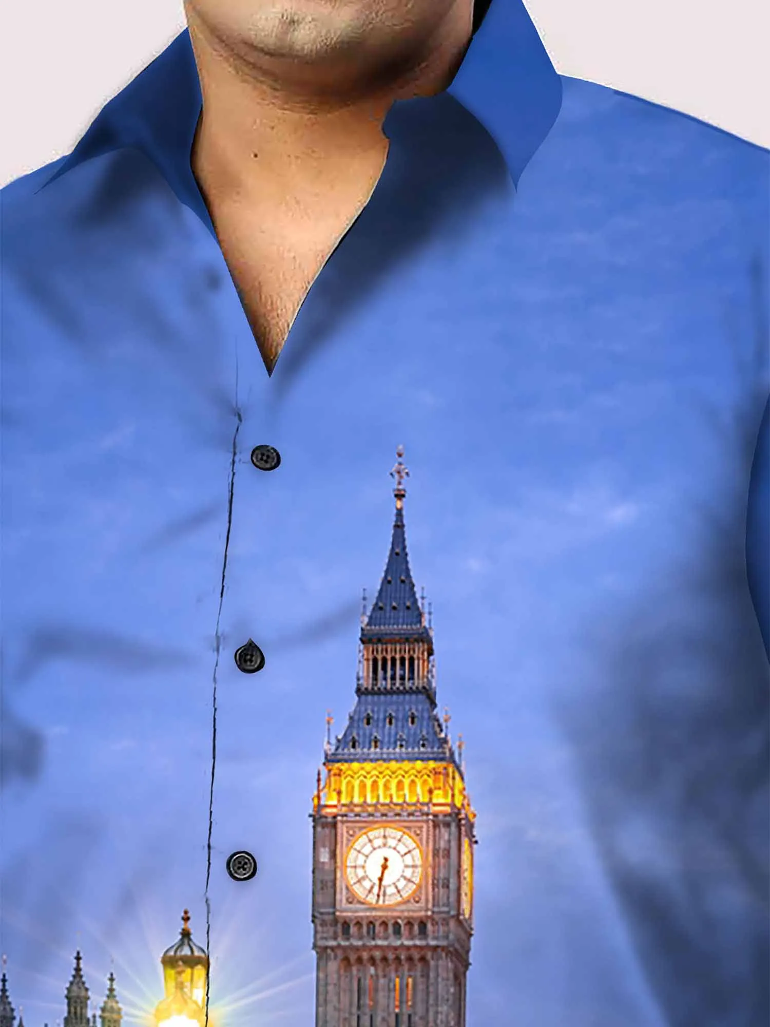 London Clocks Printed Party Wear Shirts Men's Plus Size