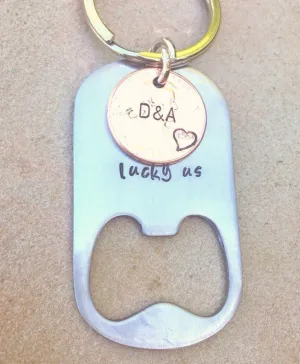 Lucky Us Custom Keychain, Anniversary Keychain, Personalized Keychains