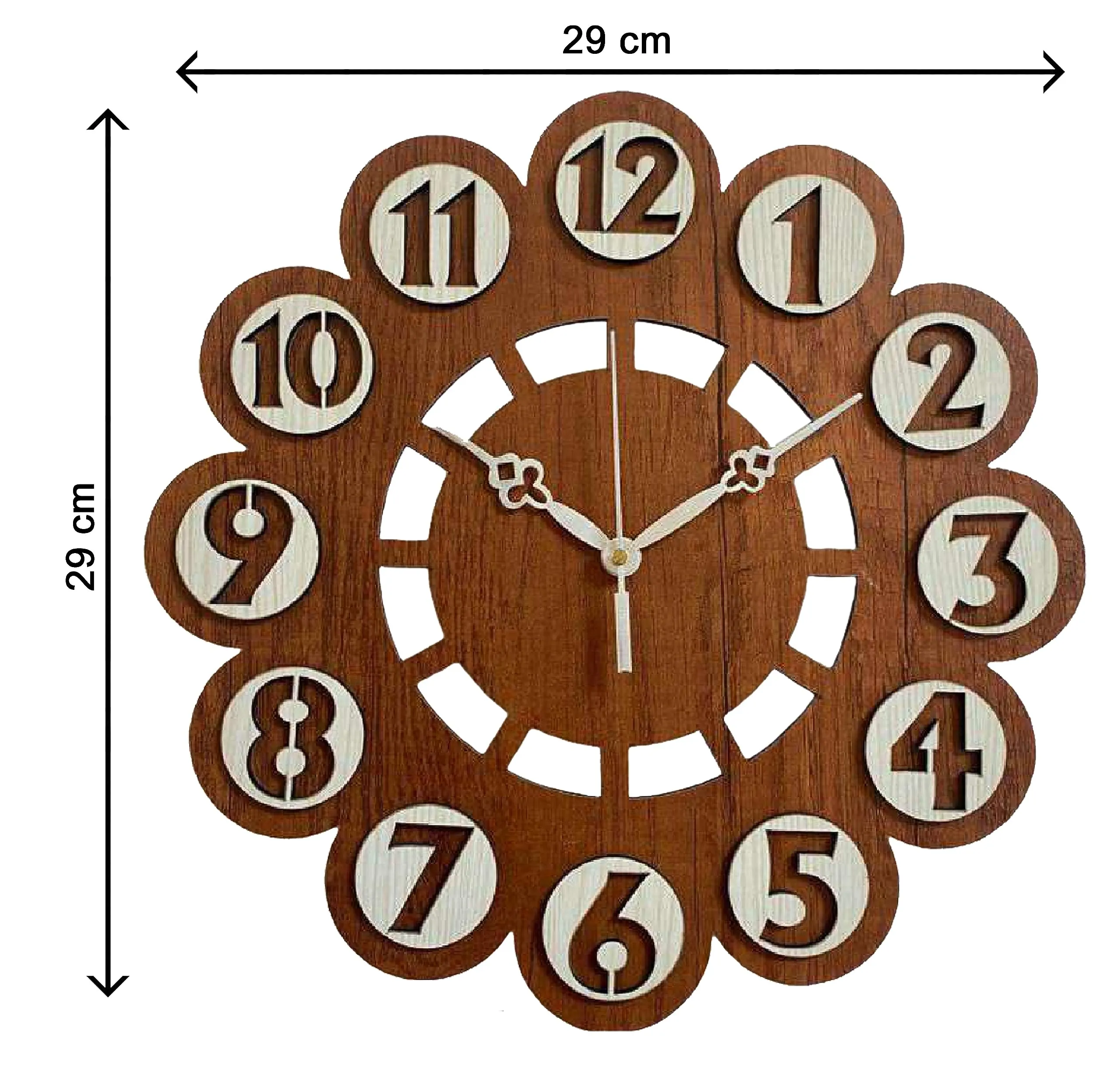 MADHULI Wooden MDF Wall Clock, Round Shaped Wall Clock for Home Decoration, Stylish Wall Hanging Designer Watch for Home, Living Room, Bedroom, Office