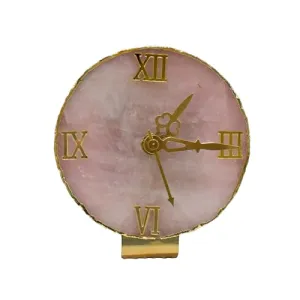 Maureen Natural Rose Quartz Stone Watch | Natural Rose Quartz Stone Watch with Stylish Golden Color Stand -D4