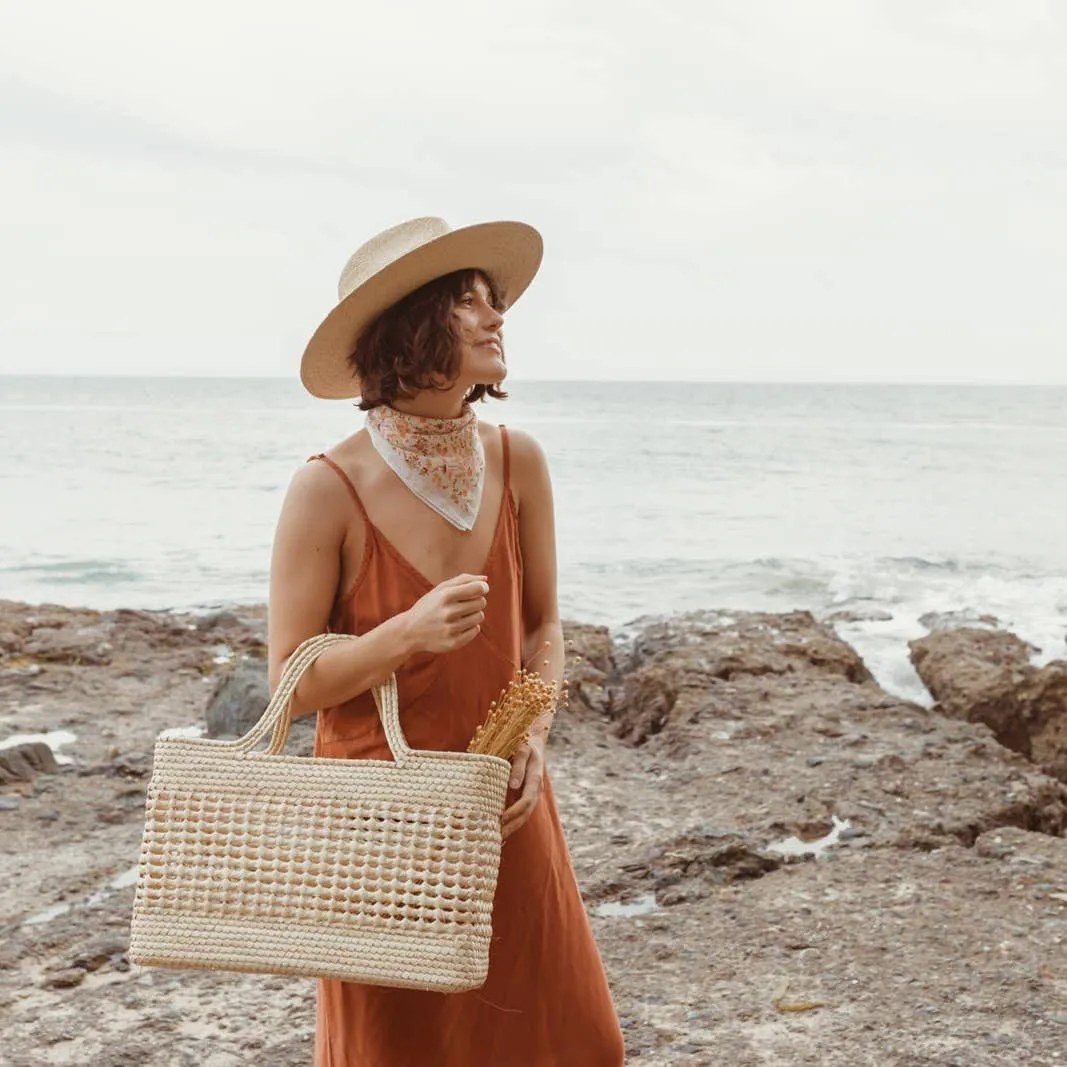 Mercado Straw Basket, straw beach bag, summer straw bag