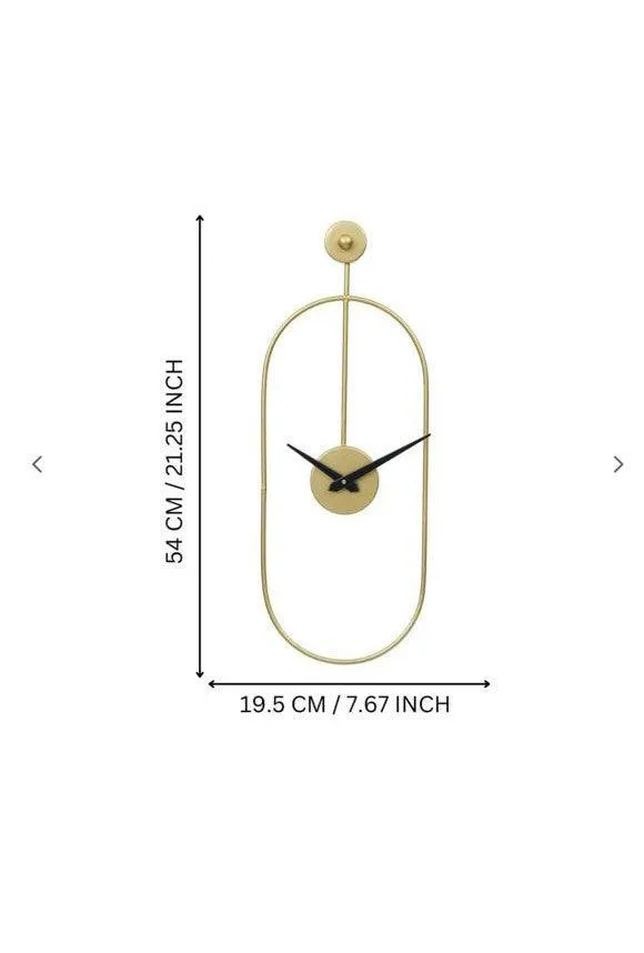 Modern Circular Metal Wall Clock | Elegant Golden Finish | Decorative Vertical Design