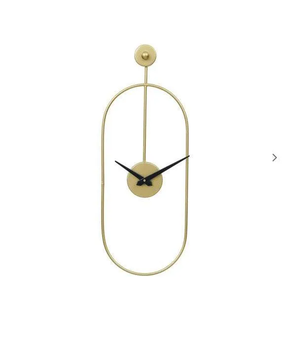 Modern Circular Metal Wall Clock | Elegant Golden Finish | Decorative Vertical Design