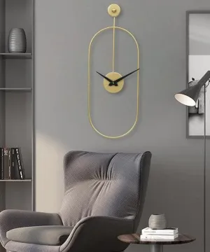 Modern Circular Metal Wall Clock | Elegant Golden Finish | Decorative Vertical Design