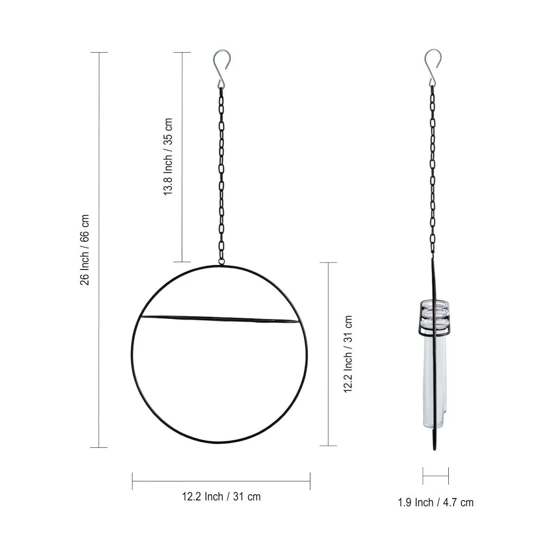 'Modern Glass Garden' Test Tube Hanging Planter/Vases (12 Inch, Black)