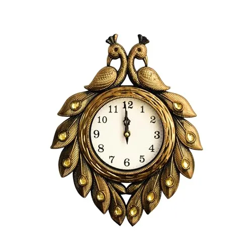 Peacock Design Wall Clock for Home - Decorative Designer Clocks Silent Analog Wall Clock for Living Room Bedroom Kitchen Office (Size - 23W x 29H CM)