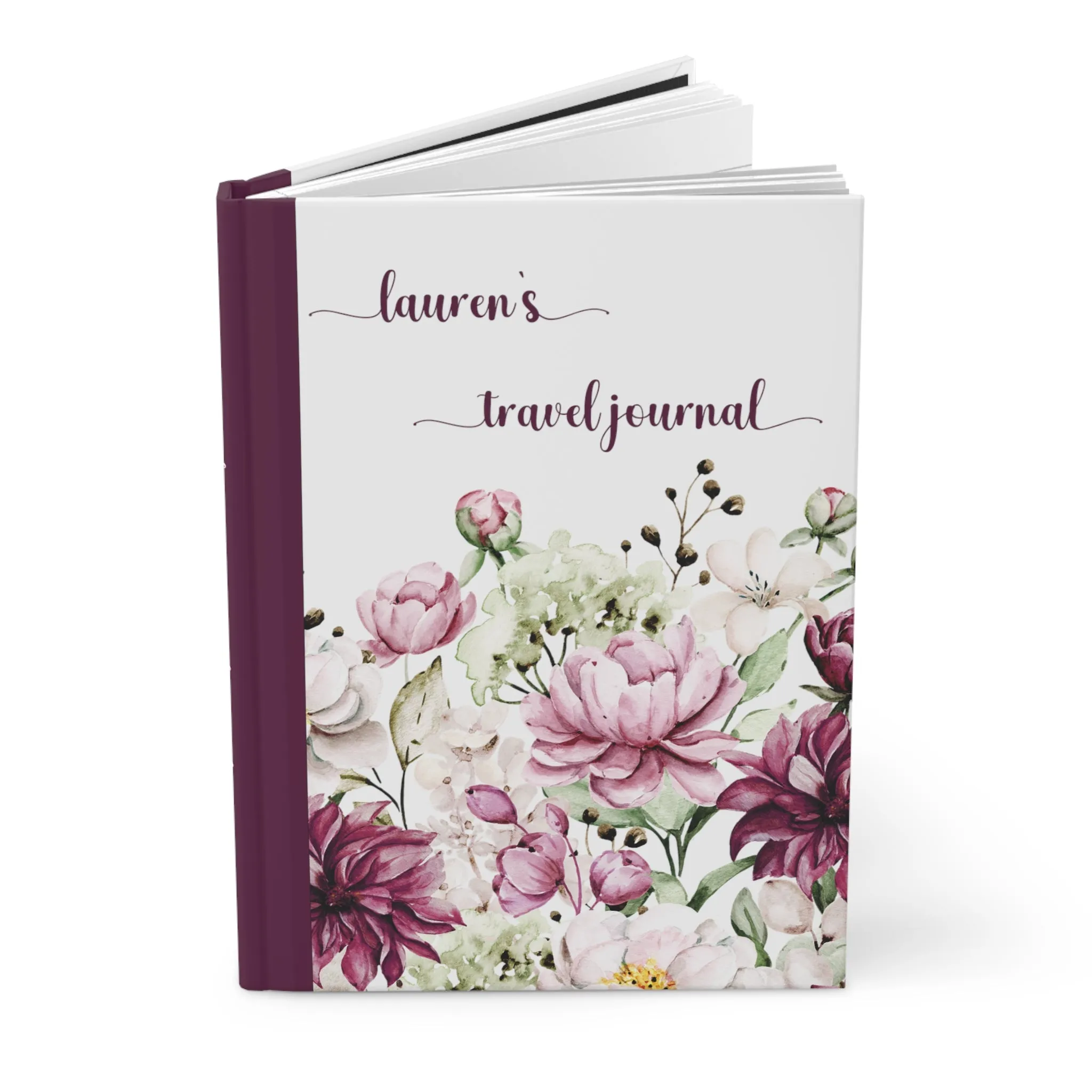 Personalised Hardcover Travel Journal Matte, Wildflowers