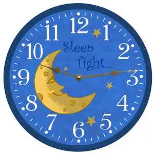 Personalized Blue Baby Clock – Moon and Stars Nursery Décor