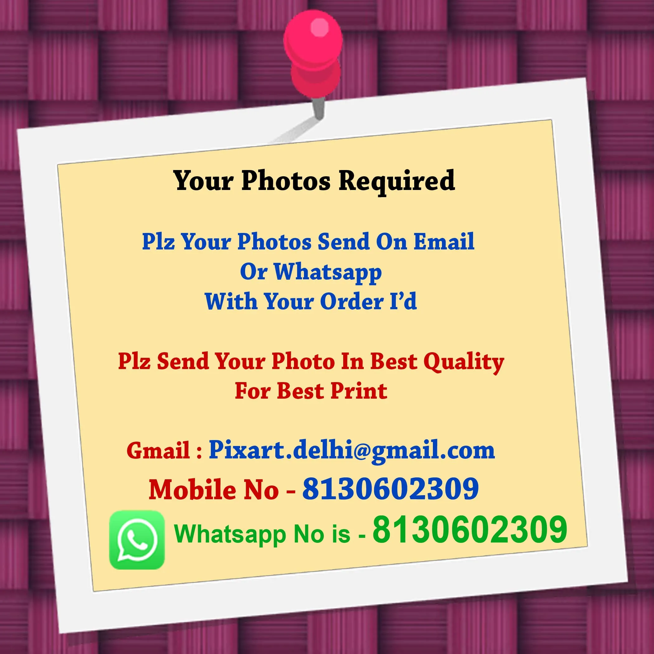 Pixart Memory Magnetic Photo Frame (Multicolor) 2pcs/set [Customized Photo Frame Print Your Photo]