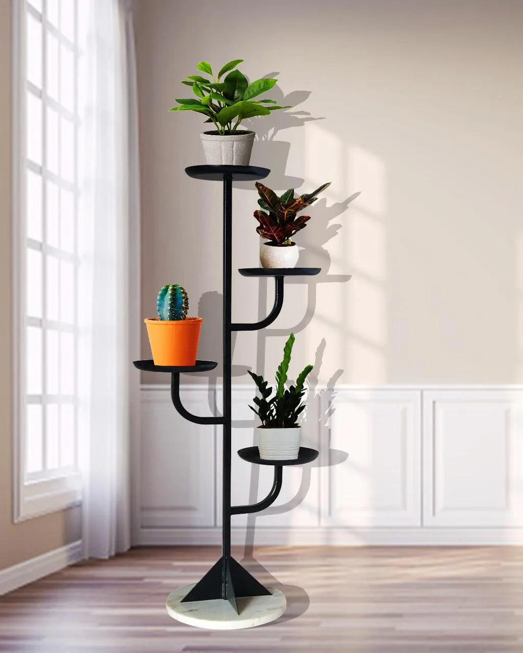 Plant Stands for Indoors and Outdoors, Flower Pot Holder Shelf for Multi Plants (BLACK PLANTER)