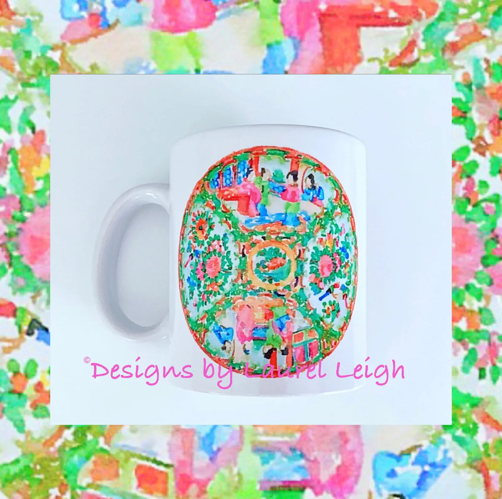 Rose Medallion Watercolor Coffee Mug - 2 Designs