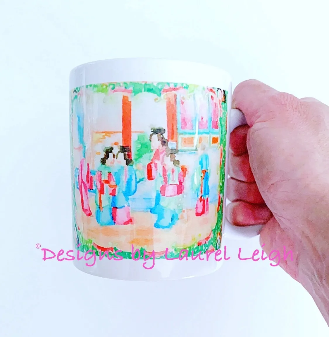 Rose Medallion Watercolor Coffee Mug - 2 Designs