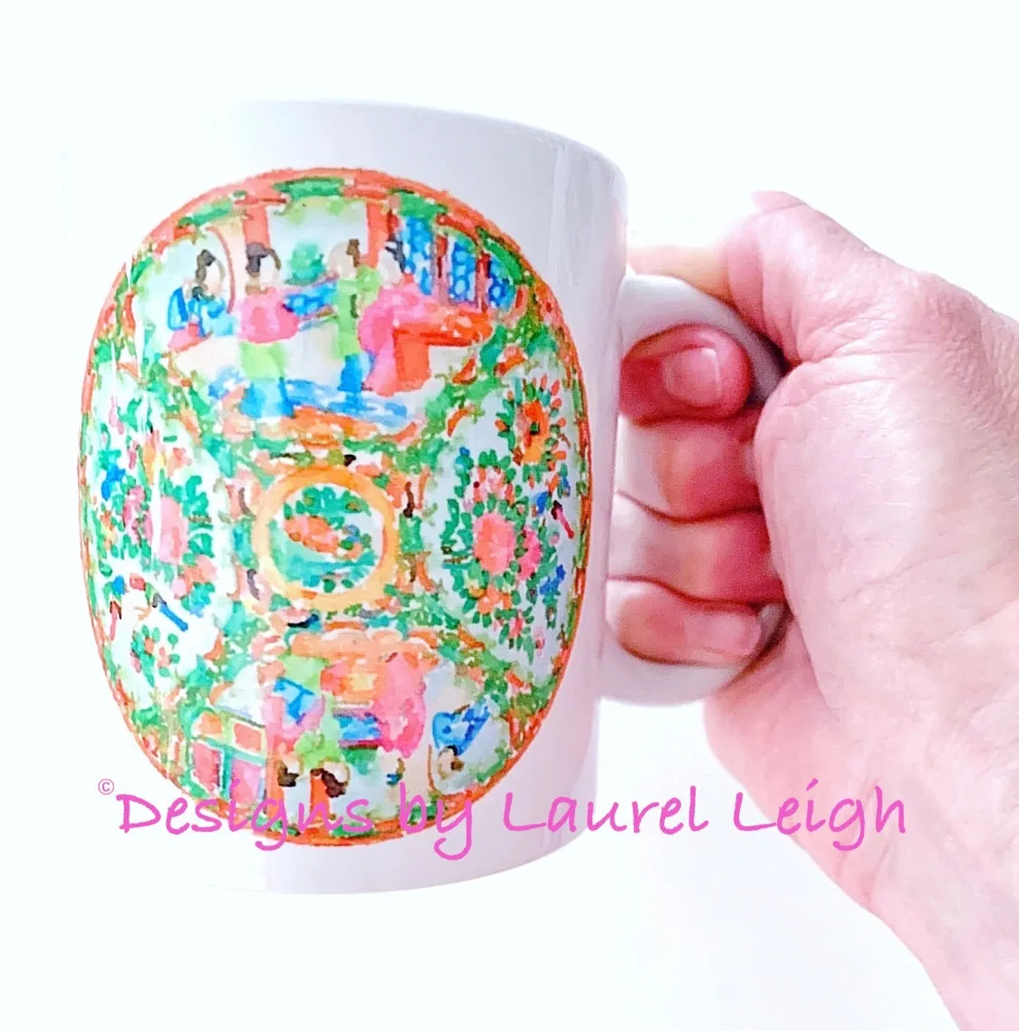 Rose Medallion Watercolor Coffee Mug - 2 Designs