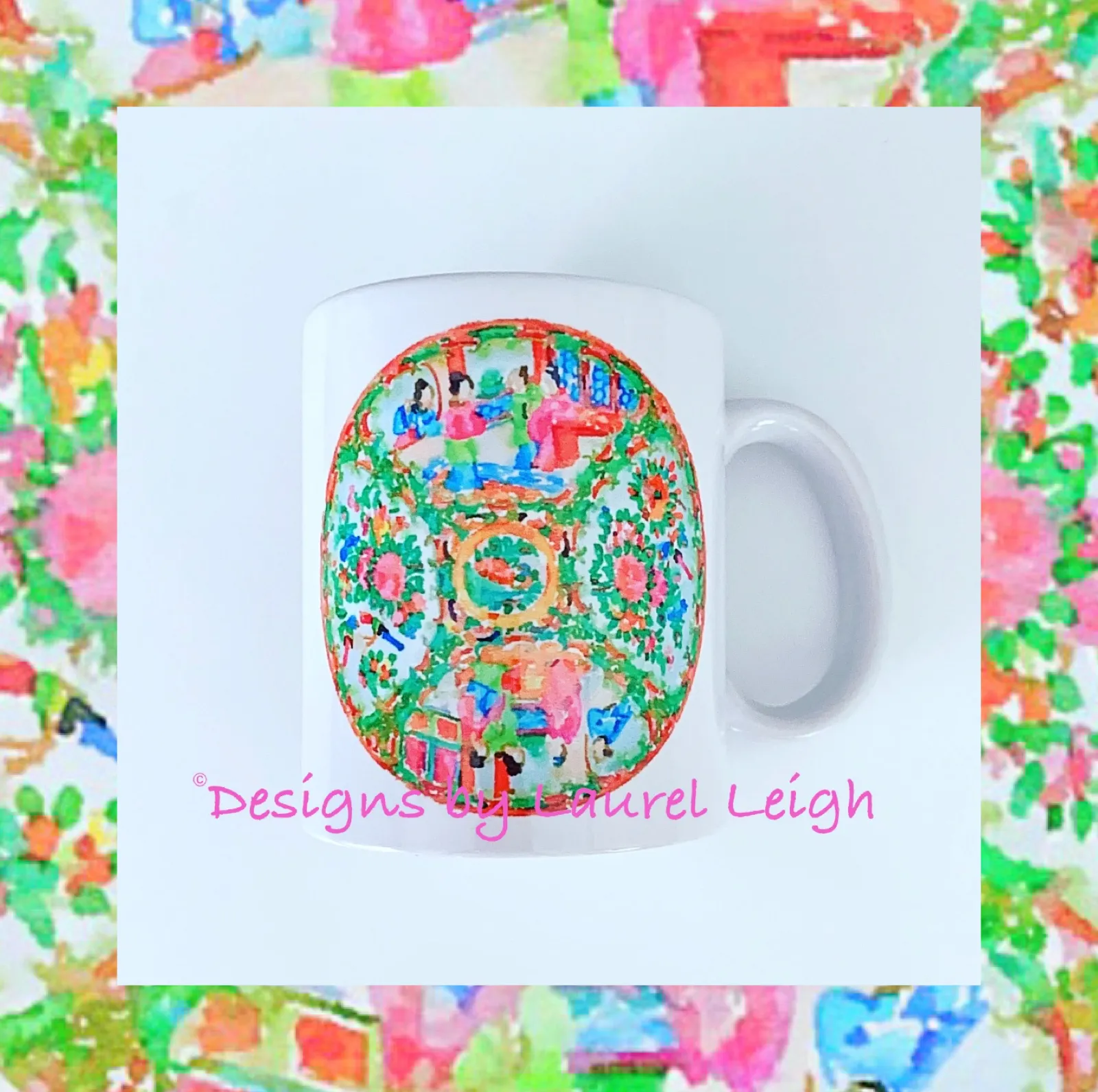 Rose Medallion Watercolor Coffee Mug - 2 Designs