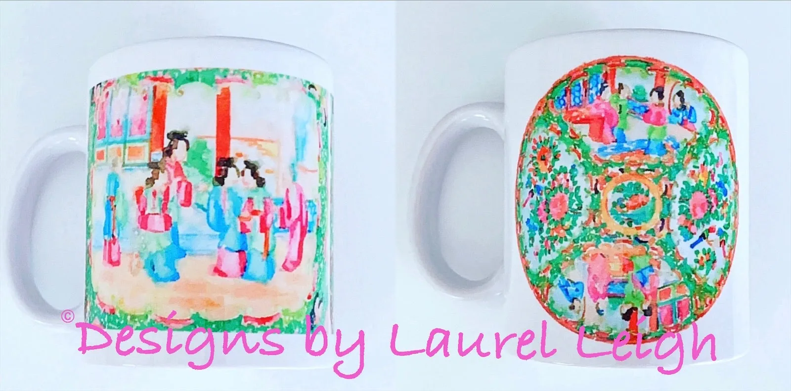 Rose Medallion Watercolor Coffee Mug - 2 Designs