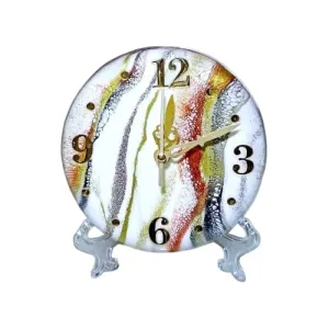 Round Decorative Glass Table Clock, 20 cm Diameter, Multicolour (6 INCH)