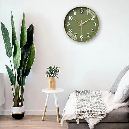 Rylan Wall Clock 12" Silent Quartz Decorative Latest Wall Clock Non-Ticking Classic Clock Battery Operated Round Easy to Read for Room/Home/Kitchen/Bedroom/Office/School,.