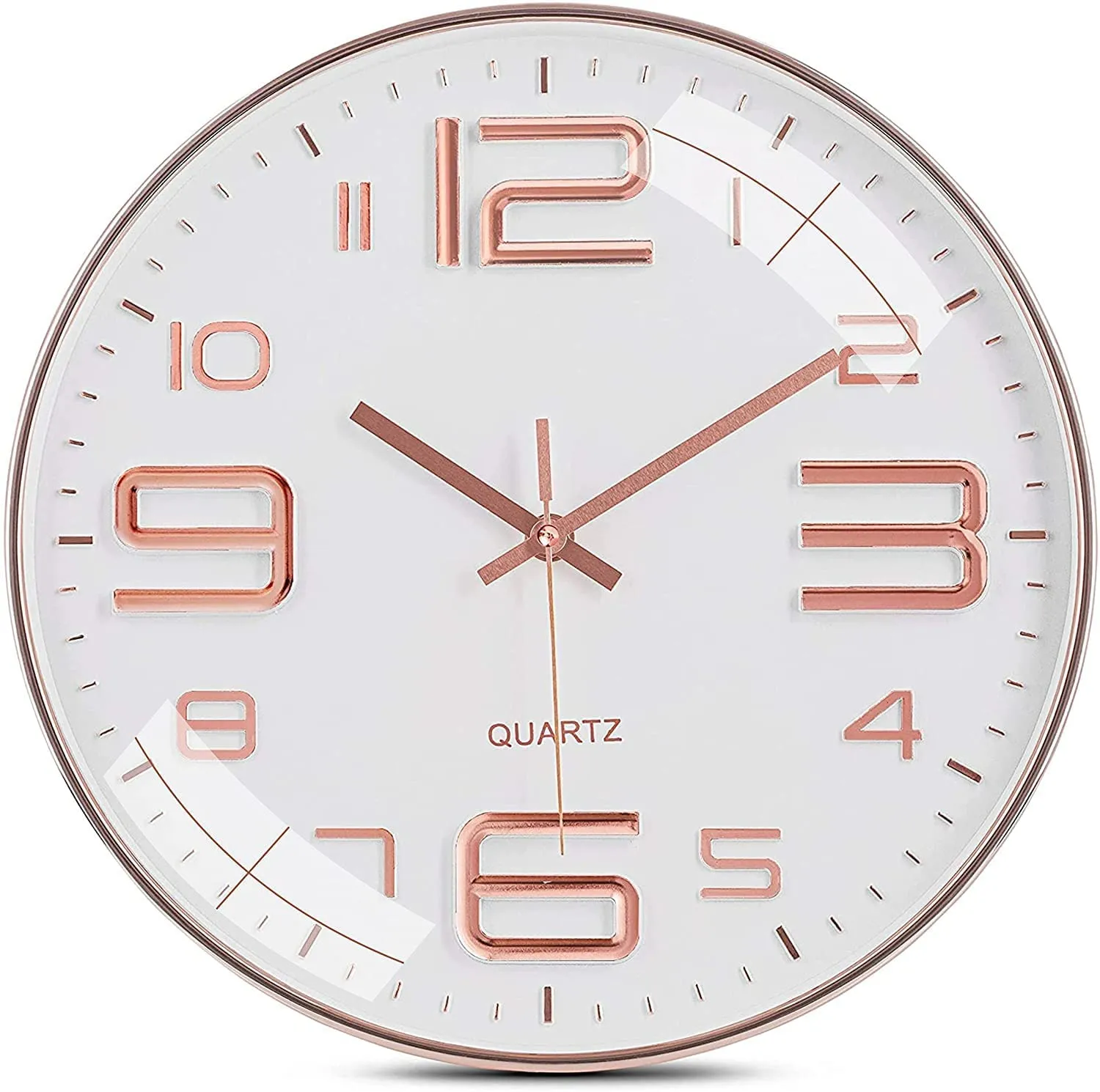 Rylan Wall Clock 12" Silent Quartz Decorative Wall Clock Non-Ticking Classic Digital Clock Battery Operated Round Easy to Read Handheld Complete Home/Kitchen/Bedroom 