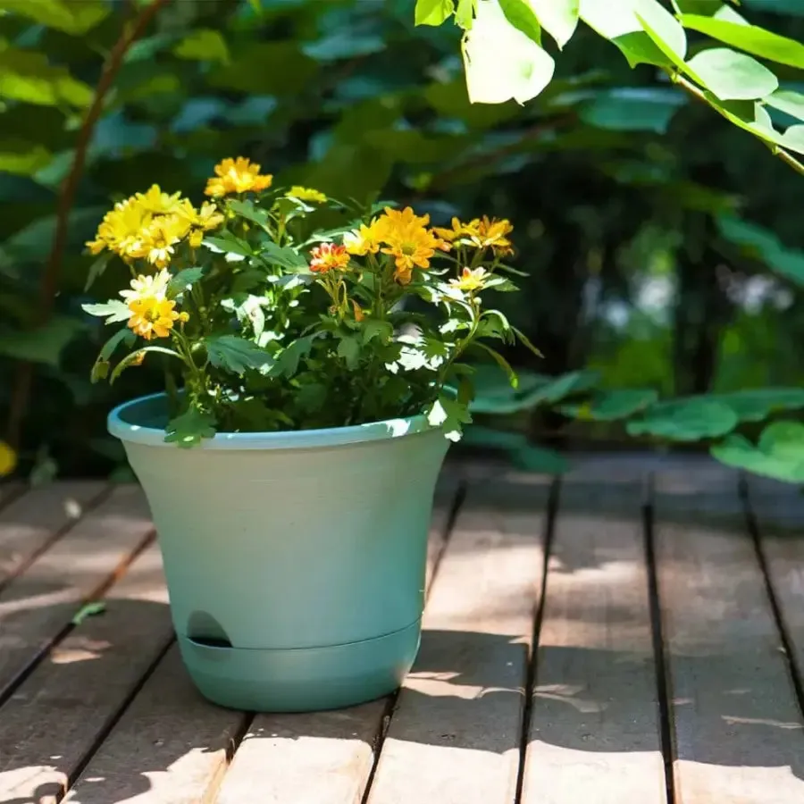 Set of 2 x 19.5 cm Blue Plastic Self Watering Planter for Indoor or Outdoor