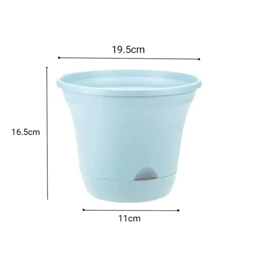 Set of 2 x 19.5 cm Blue Plastic Self Watering Planter for Indoor or Outdoor