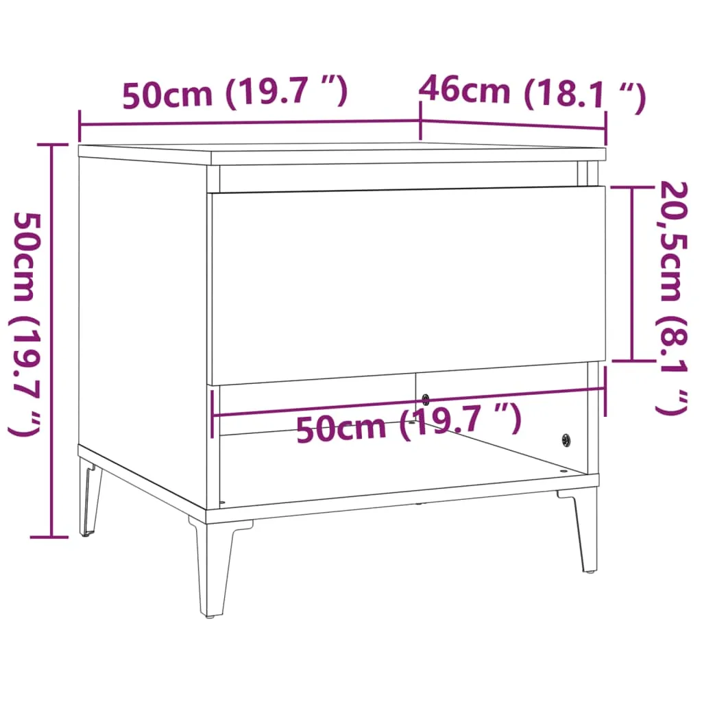 Side Table Brown Oak 50x46x50 cm Engineered Wood