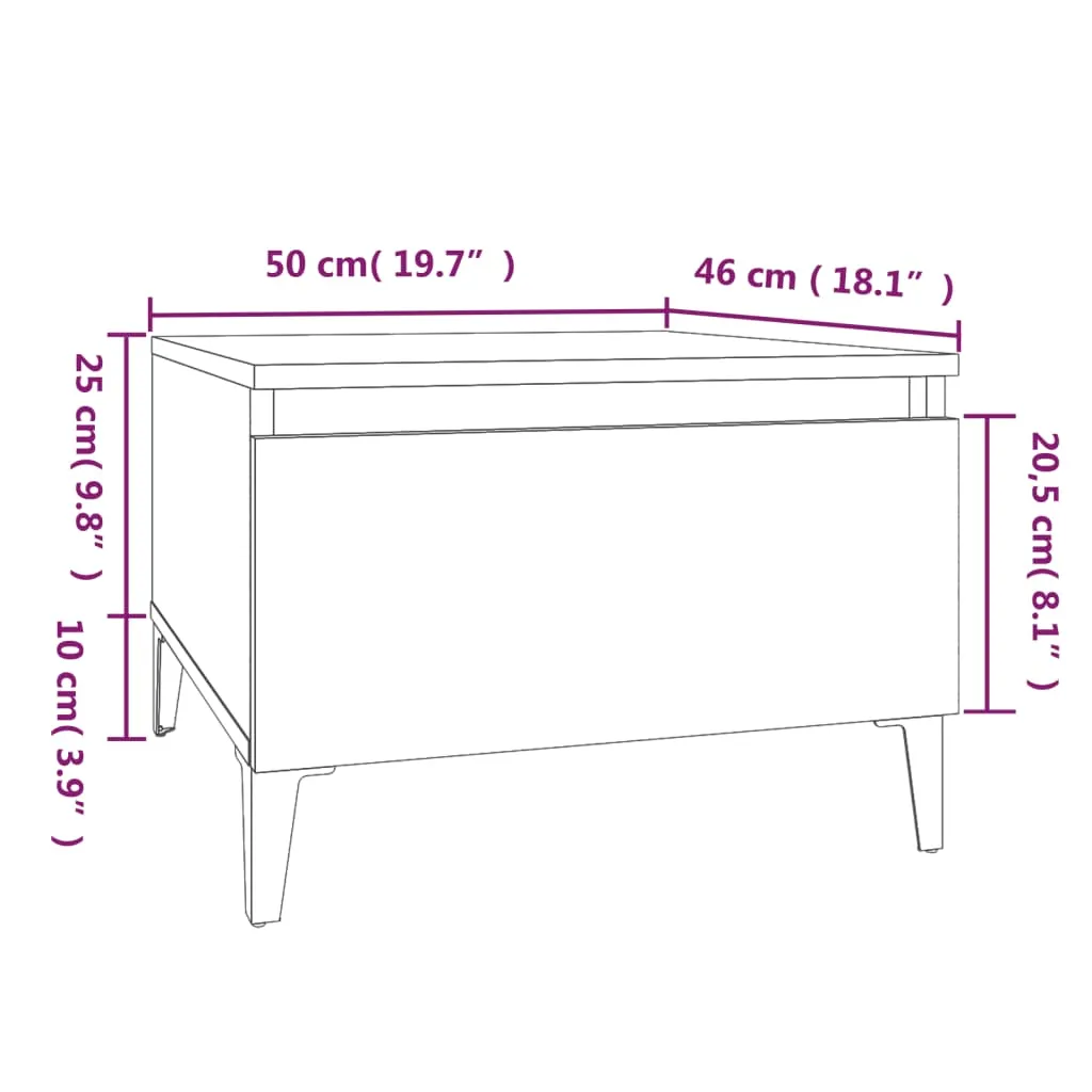 Side Table White 50x46x35 cm Engineered Wood