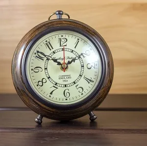 SK MART Nautical Edge Vintage Wooden Table Top Clock Desk Clock Nautical Edge - Unique Priced Antique Stayle Roman Number Home & Office Study...