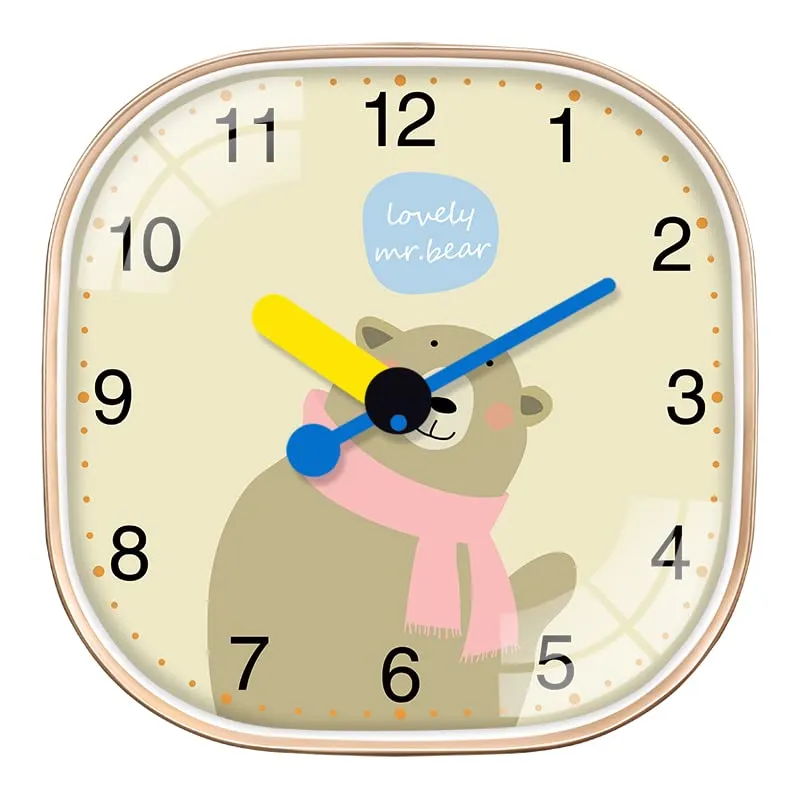 STAR WORK Clock 12" Silent Kids Wall Clock | Cartoon Non-Ticking Classic Clock Battery Operated Round Easy to Read for Kids Room/Home/Kitchen/Bedroom/School (Bear Round)