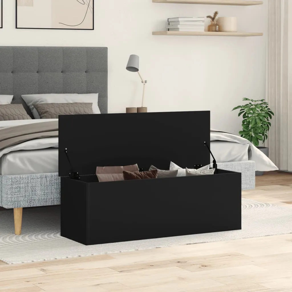 Storage Box Black 102x35x35 cm Engineered Wood