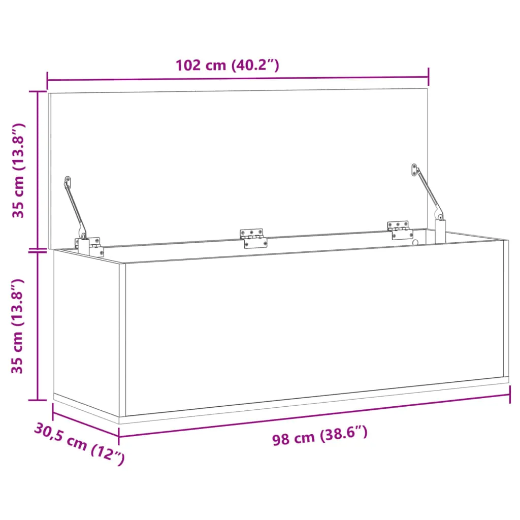 Storage Box Black 102x35x35 cm Engineered Wood