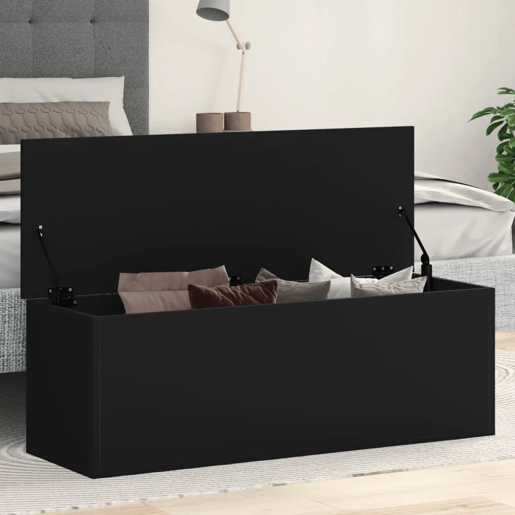 Storage Box Black 102x35x35 cm Engineered Wood