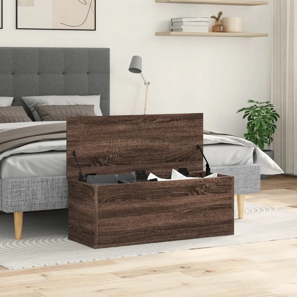 Storage Box Brown Oak 90x35x35 cm Engineered Wood