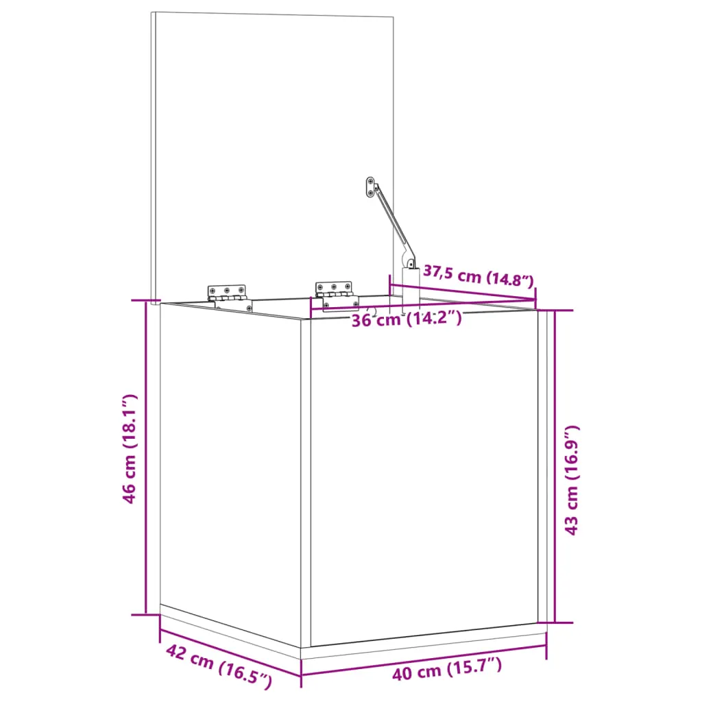 Storage Box Grey Sonoma 40x42x46 cm Engineered Wood