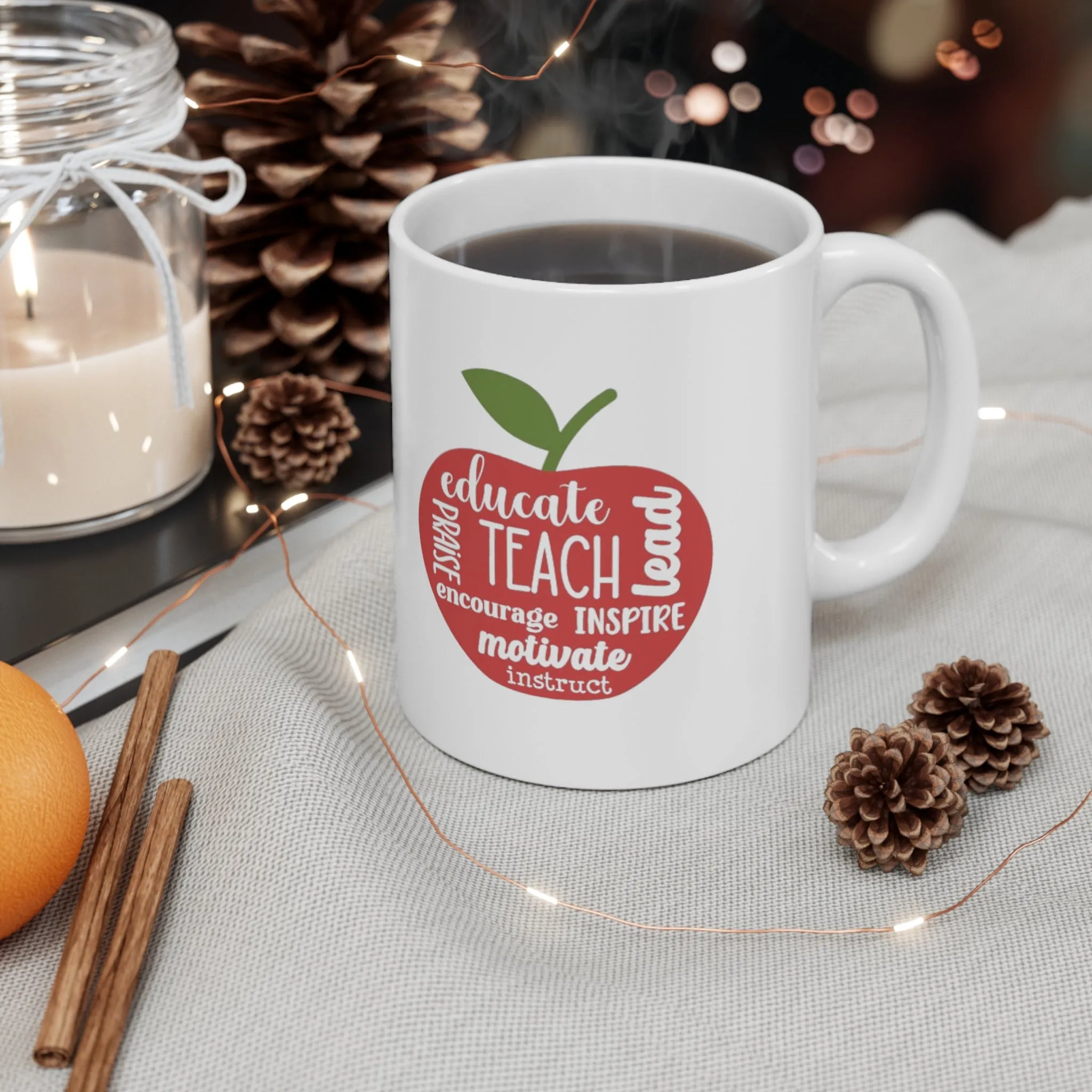 Teach Motivate Inspire Apple Mug Ceramic Mug 11oz