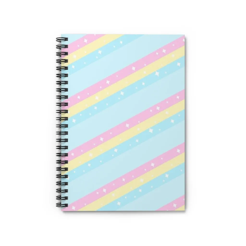 Teatime Fantasy Blue Rainbow Spiral Notebook - Ruled Line