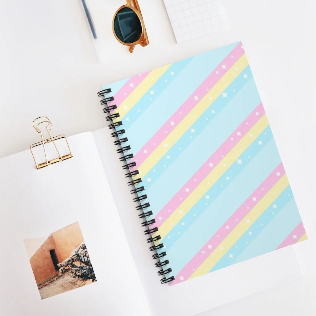 Teatime Fantasy Blue Rainbow Spiral Notebook - Ruled Line