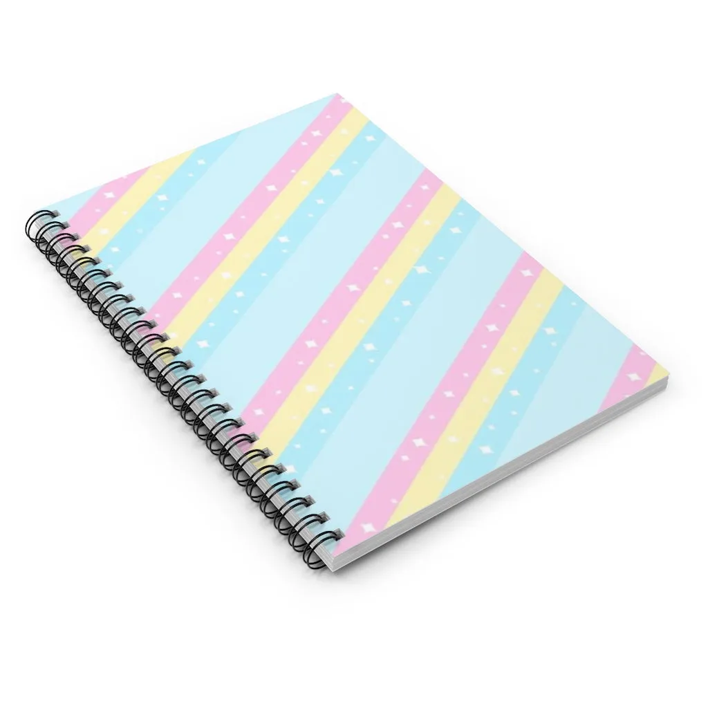 Teatime Fantasy Blue Rainbow Spiral Notebook - Ruled Line