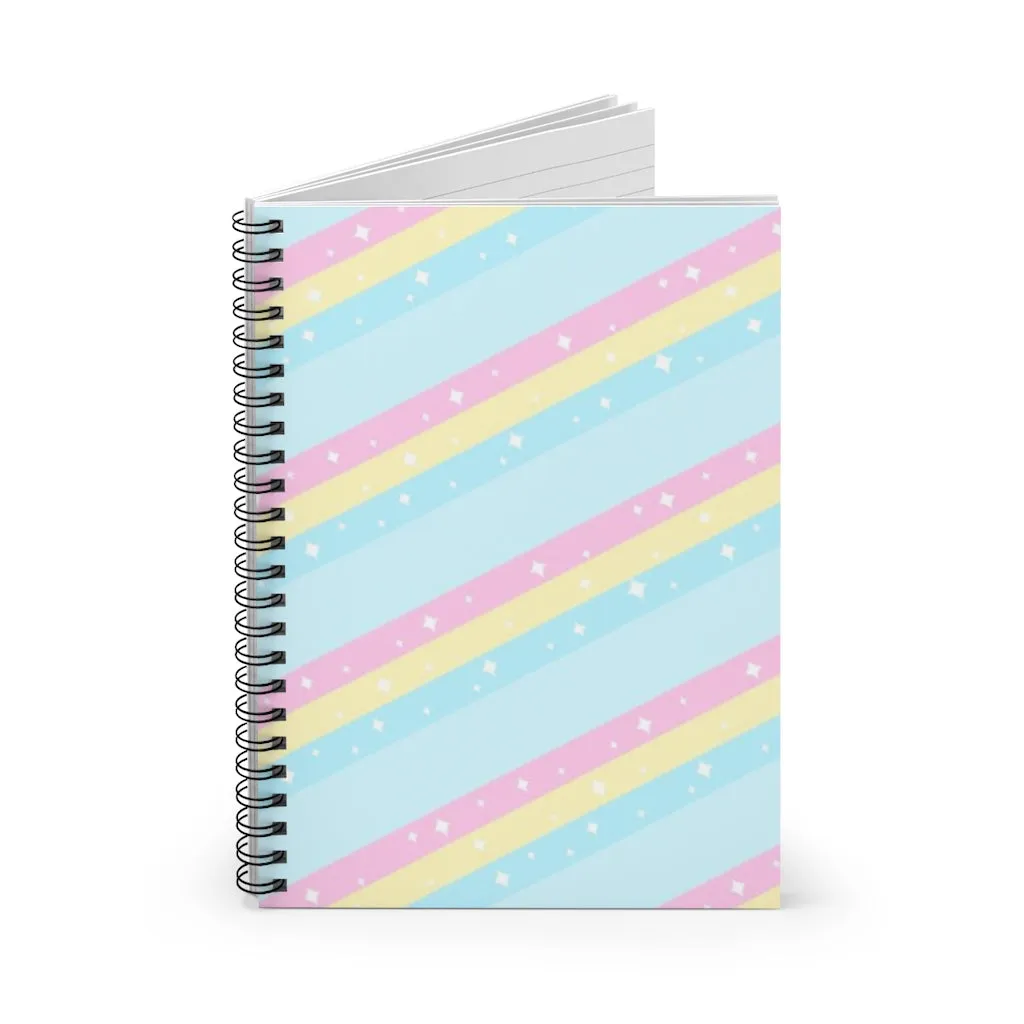 Teatime Fantasy Blue Rainbow Spiral Notebook - Ruled Line