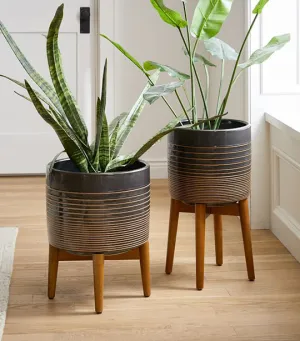 Turned Wood Leg Planters