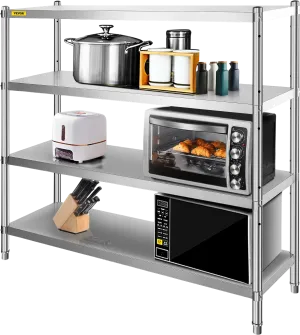 Vevor 4-Tier Storage Shelf 60" x 18.5" x 60" Stainless Steel 1320 Lbs. Capacity Adjustable Height New