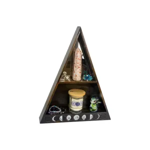 Wood Altar Shelf w/ Mirrors - Moon Phases