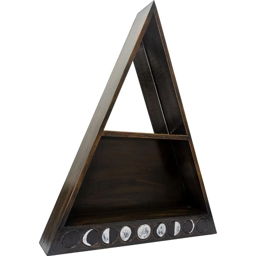 Wood Altar Shelf w/ Mirrors - Moon Phases