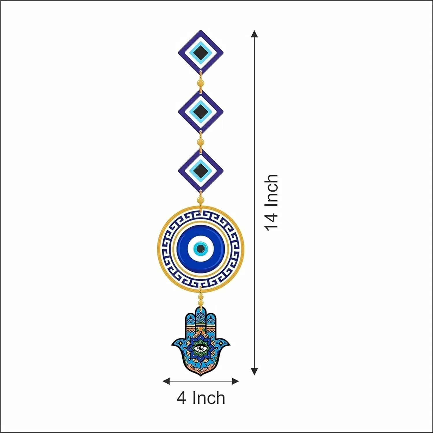 Xtore Decorative Wall Art MDF Wooden Hanger for Living Room | Bedroom | Office | Kitchen | Nazar Raksha | Triple Evil Eye For Home Decor - Pack of 1