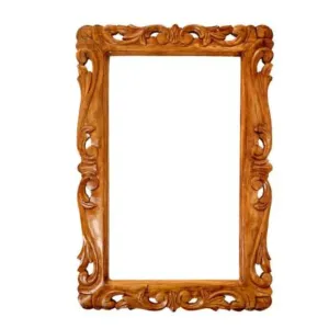 Yellow Wood Wall Hanging Mirror Frame for Home Decor, Wooden Frame Hand Carved Without Glass for Living Mirror Wood Frame Antique Golden 24x36 Inch